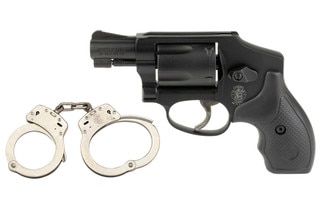 S&W .38 Special revolver, black.